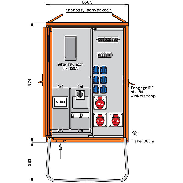 WALTHER-WERKE Anschlussverteilerschrank 44kVA m.Zählerplatz WAV0131R1